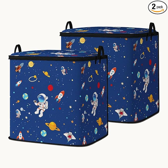 2pcs closet organizers and storage under bed,clothing blanket sweater sheet bedding comforter duvet quilt pillow toy storage bags with lids,dorm room essentials for containers 95L