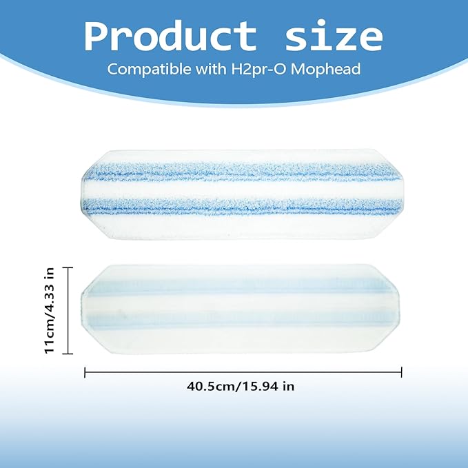6 Pack Mop Replacement Pads for Ocedar H2prO Flat Mop System, Washable and Reusable Handle Pads Refills for Floor Cleaning