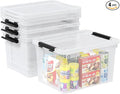 Aninhao 4-Pack 22 Quart Plastic Storage Bins with Wheels, Latching Storage Box Bin, Clear