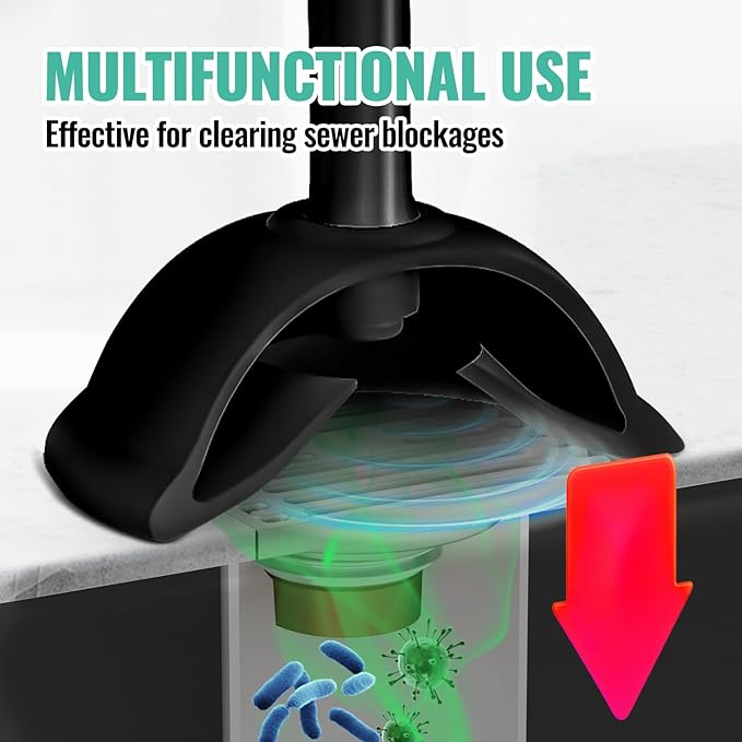 4PACK 3 in 1 Toilet Brush and Plunger Set with Crevice Cleaning Brush, Toilet Plunger and Brush Set with Extra Long Handle, Plungers for Bathroom Accessories, Toilet Plunger with Holder, Black