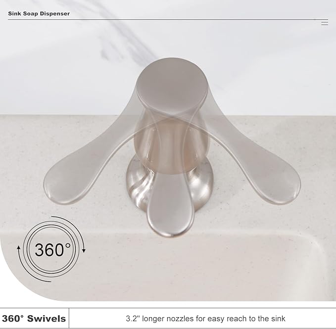 GAGALIFE Kitchen Sink Soap Dispenser Brushed Nickel, Under Sink Soap Dispenser with 40" Silicone Extension Tube Kit,Say Goodbye to Frequent Refills