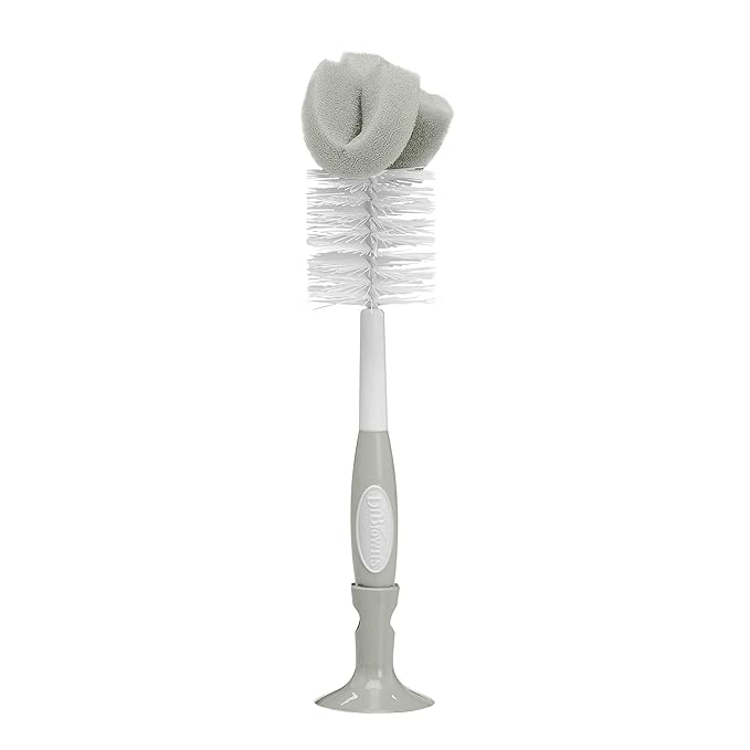 Dr. Brown's Baby Bottle Cleaning Brush with Sponge, Scrubber and Nipple Cleaner, Grey 12 Pack