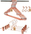 Premium Metal Rose Gold Clothes Hangers Set - 20 Clothes & 10 Pants Hangers, Metal Space Saving Clothes Hangers, Non-Slip, Heavy Duty for Coat, Suit, Skirt 20 Hanger Connectors