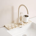 Silicone Faucet Splash-Proof pad, Multifunctional Water-Saving Splash-Proof Cushion, Universal Faucet Cover, Suitable for Kitchen and Bathroom Sink Faucet (White, 17.7 * 5.5)