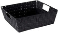 Simplify Large Shelf Woven Strap Tote | Decorative Storage Basket | Built in Handles | Organization | Closet | Bedroom | Bathroom | Nursery | Accessories | Toys | Gifts | 1 Pack | Black