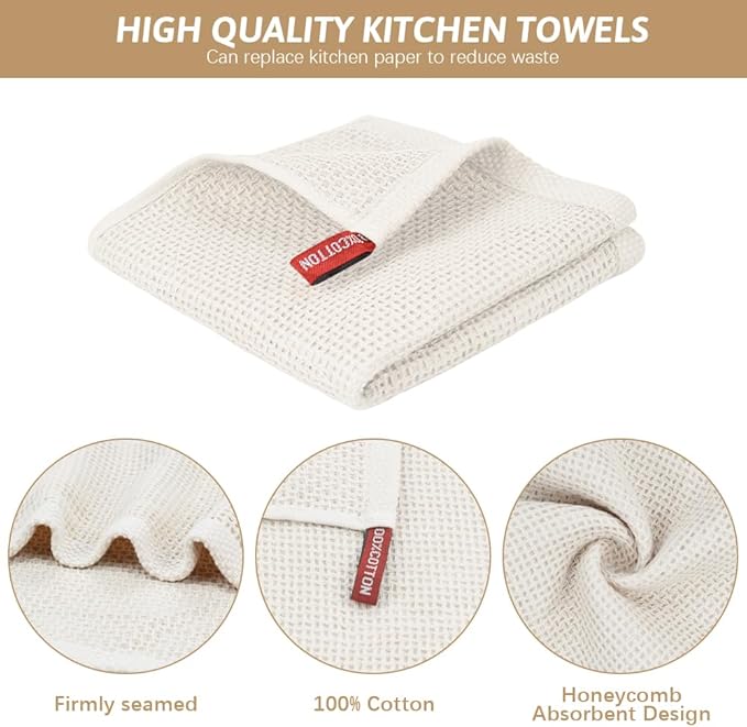 Nialnant 6 Pack Dish Rags, 100% Cotton Kitchen Dish Cloths for Washing Dishes, Soft and Absorbent Cleaning Rags - 12x12 Inch