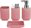 4Pack Bathroom Accessories Set, Bohemian Bathroom Sink Set, Contain Soap Dispenser, Toothbrush Holder, Soap Dish & Mouthwash Cup,Square soap and Toothbrush Holder Set