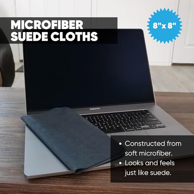 Premium Lens Screen Cleaning Cloth by Microfiber Wholesale | Gray | 8”x8” | 10pk | Soft Microfiber Suede | Compact Size Reusable | No Lint Scratch-Free Durable | Lenses Screens iPads