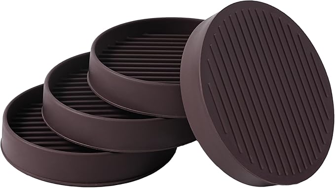 3x3 Round Rubber Furniture Caster Cups, Anti-Sliding Furniture Pads Bed Stopper Floor Protectors with Grip - Protect Any Flooring