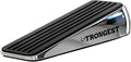 Strongest Home Heavy Duty Door Stopper Wedge 1 Pack Chrome | Non-Slip Rubber and Metal Door Stop for Heavy Doors | Work on Wood, Tile, Carpet + White Wall Protectors