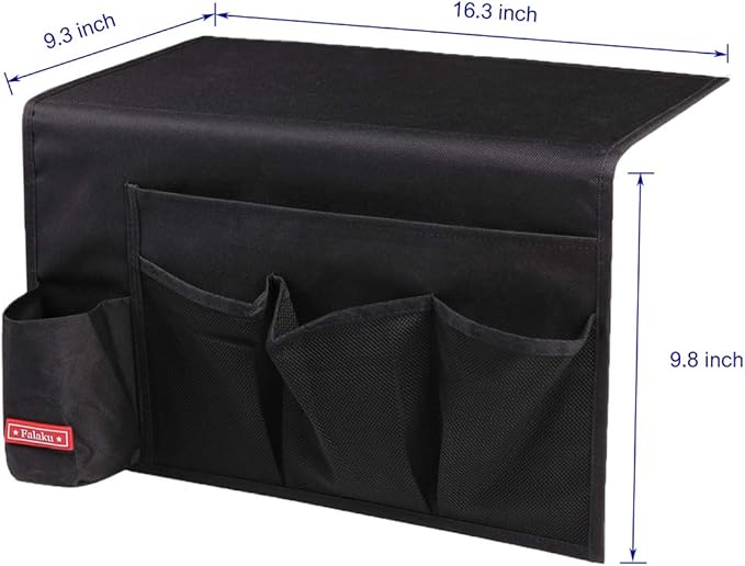 Falaku Bedside Caddy,5 Pockets Bedside Organizer Caddy Under Mattress,Holds Water Bottles,Magazines,Books (Black)
