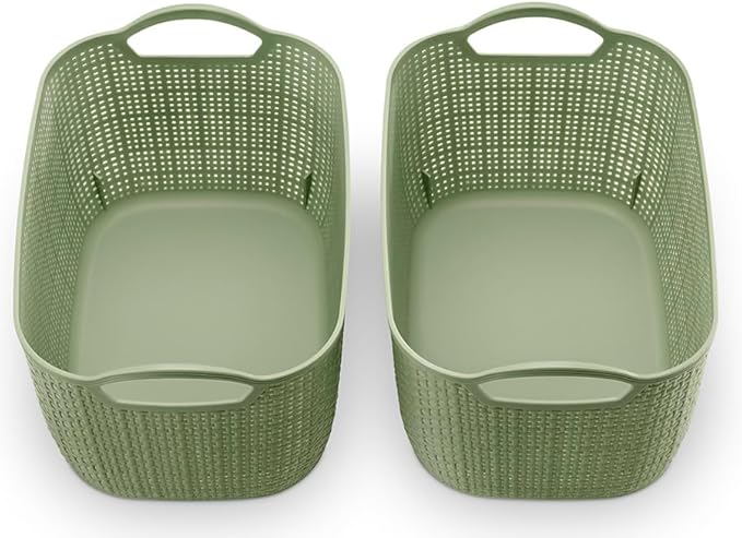 Whitmor Resin Tote Link Stitch, Light Green, 2 Pack/Set, Total 3 Sets，6 Packs