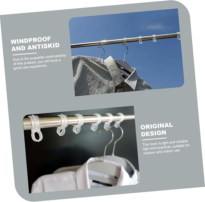 100pcs Buckle Household Windproof Hooks Wall Hangers for Clothes Hanging Hooks Clothes Hanger Connector s s Space Saving Clip Plastic White Stainless Steel