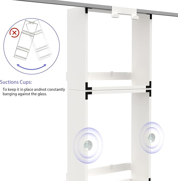 Over the Door Shower Caddy Hanging, 3 Tier Stainless Steel Hanging Shower Caddy with 8 Hooks & 4 Suction Cup, Bathroom Organizers and Storage Rack, Bathroom Decor Shelves Holds Shampoo, Towel - White