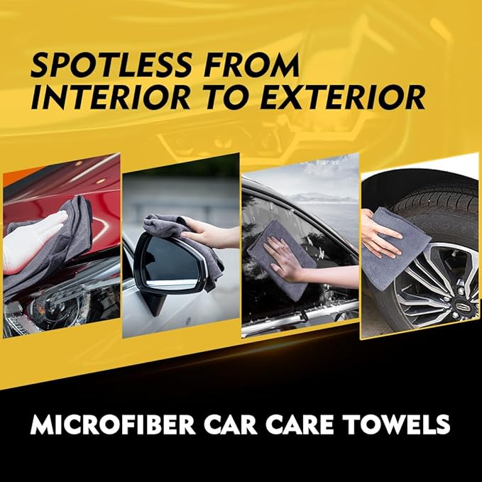 HOMEXCEL Microfiber Cleaning Cloth 12 Pack, 12.5 x 12.5 inch Microfiber Towels for Cars, Ultra Absorbent Washing Cloth, Lint Free Streak Free Cleaning Rags for Car, Kitchen, and Window (Grey)