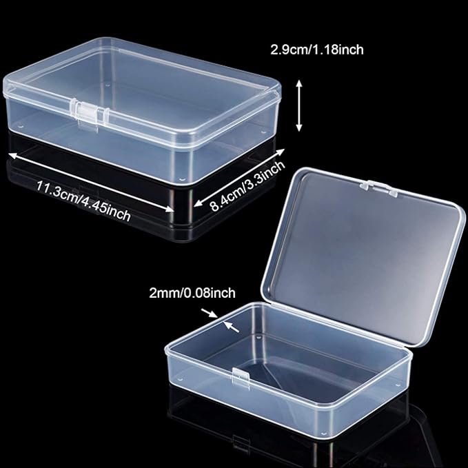 6 Pieces Mini Plastic Clear Beads Storage Containers Box for Collecting Small Items, Beads, Jewelry, Business Cards, Game Pieces, Crafts (4.45 x 3.3 x 1.18 Inch)