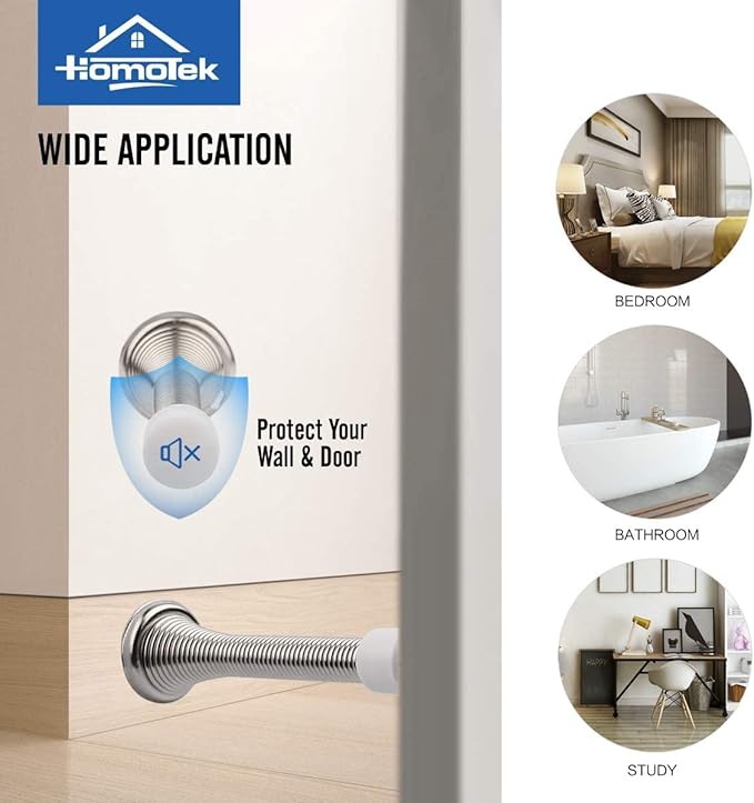 HOMOTEK 20 Pack Spring Door Stopper with Rubber Bumper Satin Nickel 3-1/8" Flexible Spring Heavy Duty Wall Door Stop Low Mounted Door Bumper for Home (Satin Nickel)
