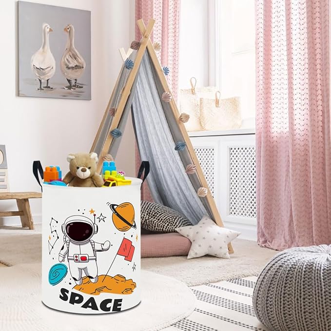 19.7" Laundry Basket,Kids Dirty Clothes Hamper,Waterproof Toys Storage Bin,Room Decor,Gift Baskets,Nursery Hamper(Space)