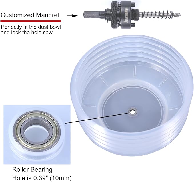 Universal Hole Saw Dust Bowl Large - Semi-Transparent Design, Ideal for Recessed Light Installations