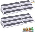 3 Tier Expandable Spice Rack Organizer, White/Grey Plastic Spice Rack, Adjustable Length 14.6In-25.8In, 2 Pack Non-Skid Tiered Spice Shelf Organizer for Kitchen Cabinet, Cupboard, Pantry