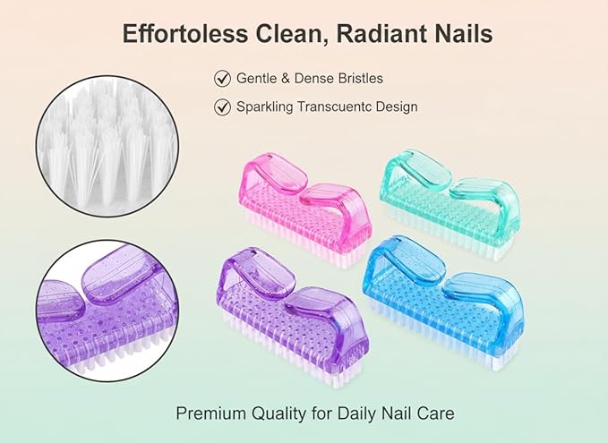 3Pcs Different Kinds of Fingernail brush with Plastic Handle Nail brush for cleaning Fingernails - Easy to use Nail Scrub brush - Nail Cleaner Nail brushes for Hands Feet(pink)