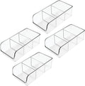 mDesign Plastic Food Storage Bin Organizer with 3 Compartments for Kitchen Cabinet, Pantry, Shelf, Drawer, Fridge, Freezer Organization - Holds Snack Bars - Ligne Collection - 4 Pack - Clear