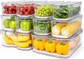 10 Pack Refrigerator Organizers, Clear Container and Organizer Bins with Lids, Stackable Storage Containers for Fruits, Vegetable (Set of 10)