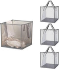4 Pack Popup Laundry Hamper, Small Collapsible Mesh Laundry Baskets Dirty Clothes Basket with Handle Cube Storage Basket for Washing Storage,Toy Storage,Dorm and Travel(Grey,13 Inch)