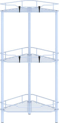 3 Tier Floor Standing Corner Shower Caddy Organizer Shelf with Hooks, Bathroom Shelves Stand Rack, Blue