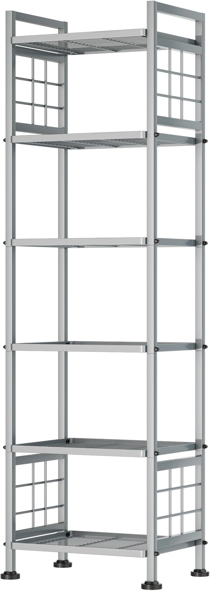 GIOTORENT 6-Wire Standing Storage Shelf, Metal Shelving Unit Pantry Rack for Laundry Kitchen Bathroom Organizer(Silver)
