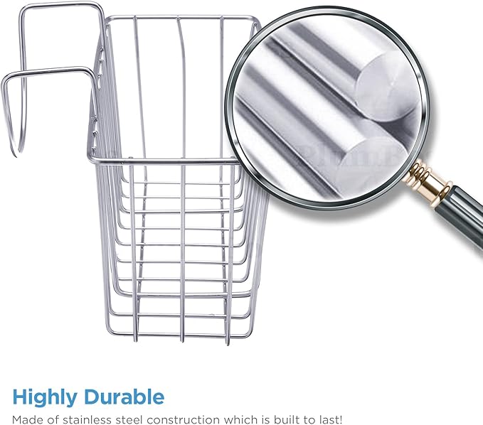 E1050 Sponge Holder for Kitchen Sink, Stainless Steel Rust Proof Caddy, Dish Draining Sink Basket