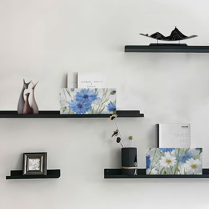 White Blue Cornflowers Daisy Flower Watercolor Closet Storage Bins 2 Pcs Felt Open Home Storage Containers Organizer with Handles Collapsible Shelf Basket for Home Office Craft Room Classroom