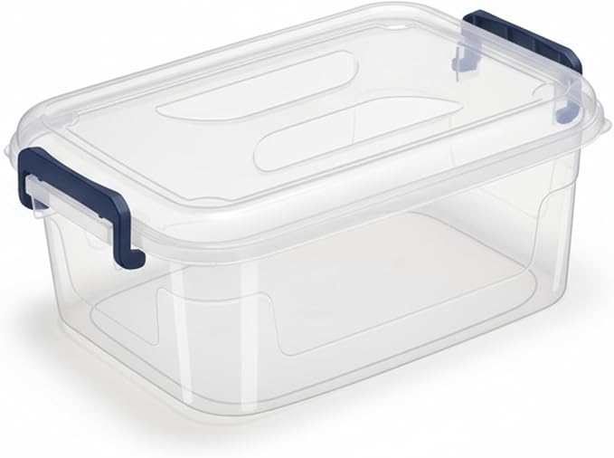 Tribello Small Storage Bins with Lids, Stackable Plastic Containers for Home Organization – Clear Totes for Closet and Underbed Storage, 5 Quarts