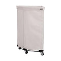 Seville Classics Large Commercial Heavy Duty Rolling Steel Frame Laundry Hamper Canvas Cart Bin, w/Wheels for Hotel, Home, Closet, Bedroom, Natural White, Corner 17.7” D x 24.0” W