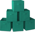 Casafield Set of 6 Collapsible Fabric Cube Storage Bins, Teal - 13" Foldable Cloth Baskets for Shelves, Cubby Organizers & More