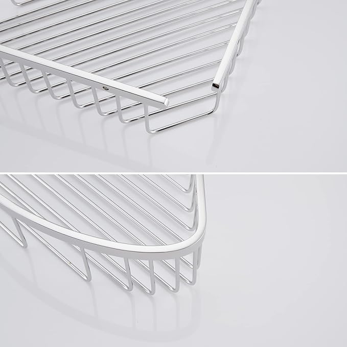 GORDEE Bathroom Shower Caddy Corner Shelf, Corner-Hollow Design, Ultra Sturdy Rust-Proof Stainless Steel Shelf Organizer Shampoo Holder, Wall Mounted Storage Rack for Bathroom, Polished Chrome