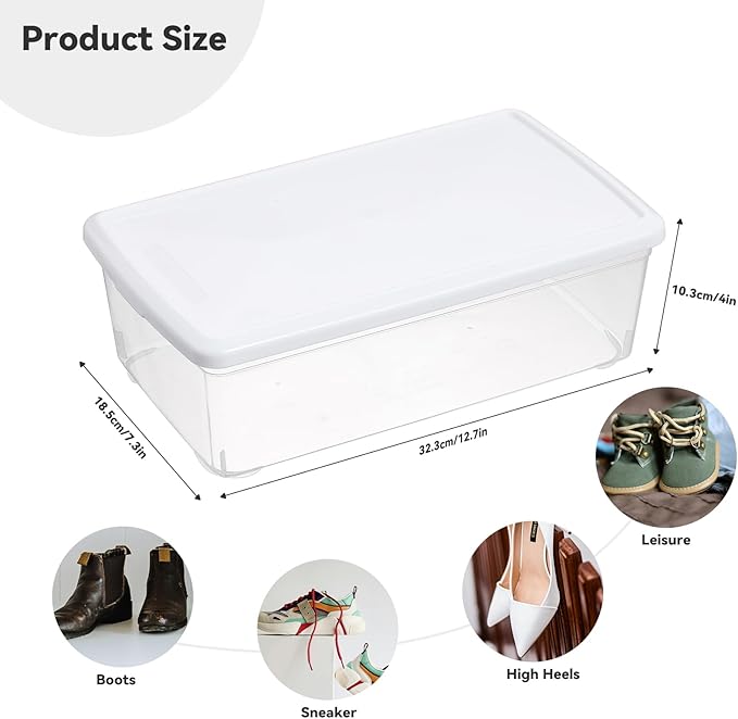 novelinks 6 Quart Clear Plastic Storage Bins with White Lids Stackable Box Craft Storage Organizing Container Sensory Bin,8 Pack