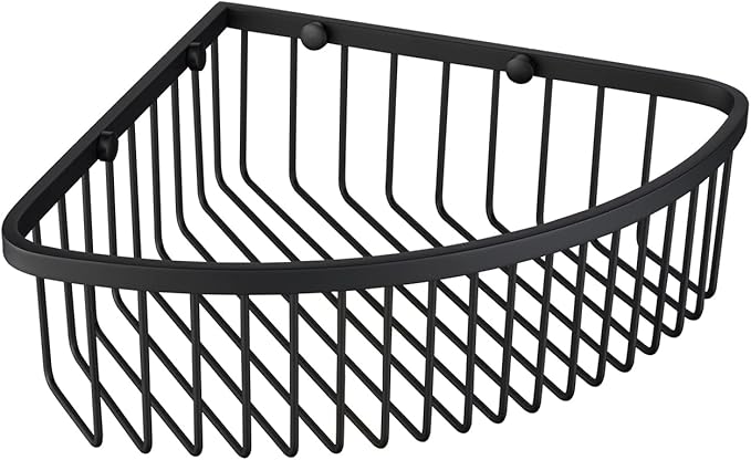 GORDEE Bathroom Shower Caddy Corner Shelf Basket, Ultra Sturdy Rust-Proof Stainless Steel Shelf Organizer, Wall Mounted Storage Rack, Matte Black