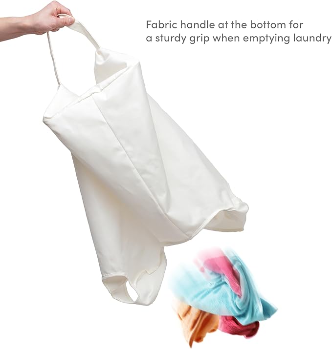 QUALIAZERO 72L Bamboo X-Frame Laundry Hamper – Foldable Single Section Clothes Basket with Removable Bag & Bottom Handle, Ideal for Bathroom, Bedroom, or Dorm (FEATHER CREAM, X-FRAME)