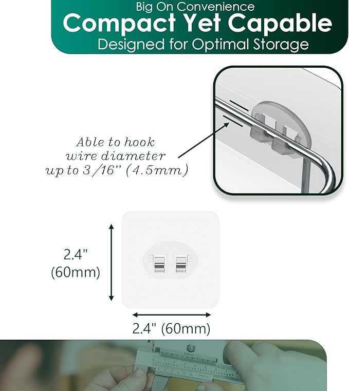 Jovware Shower Caddy Adhesive - 12 Pack Wire Hooks, Strong Self-Adhesive Shelf for Bathroom, Kitchen Sink, Wall Mount