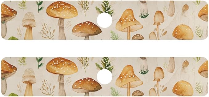 Kitchen Sink Splash Guard 2 PCS 30 Inch Sink Faucet Mat Splash Guard for Bathroom Countertop Water Absorbent Foldable Cuttable Soft Washable Watercolor Mushrooms Beige