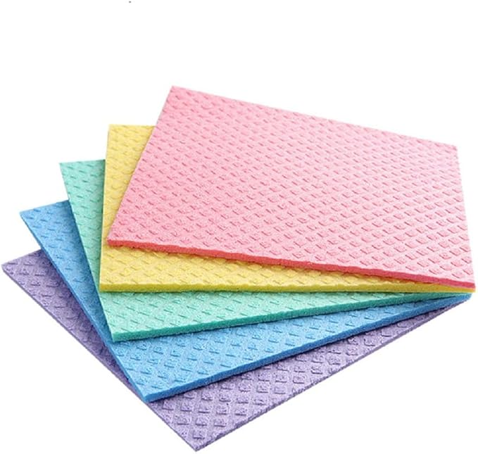 Reusable Cleaning Cellulose Sponge Cloths Absorbent Wipes Clean Kitchen Car Dish Eco-Friendly Dishcloth Hand Towel Auto - 1pack (5pcs)