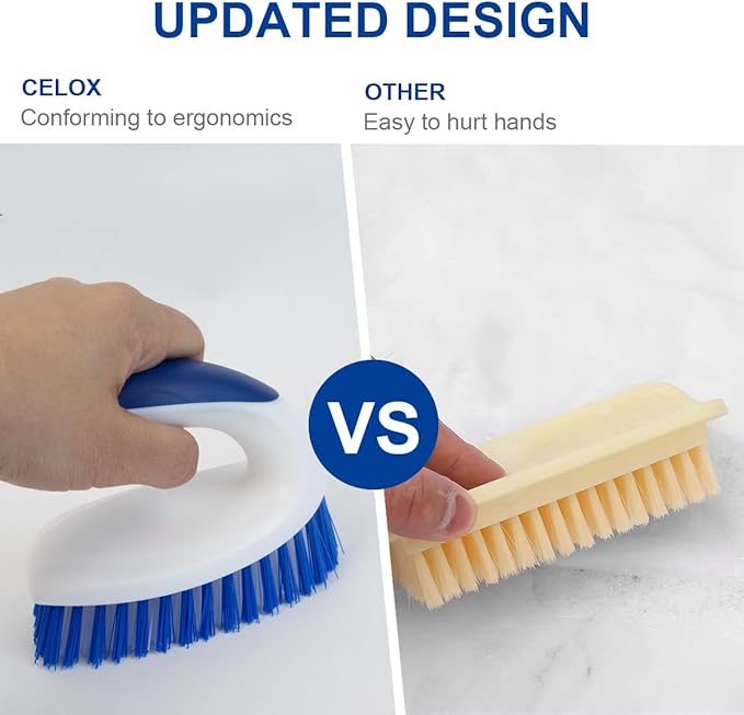 CELOX Stiff Bristle Brush for Cleaning, Hard Bristle Brush for Carpet Cleaning, Blue