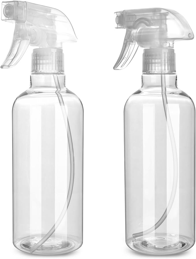 Plastic Spray Bottles, 16.9oz/2Pack,Adjustable Spray Bottles for Cleaning, Empty Spray Bottle For Hair, Plants, Pet, Vinegar, Cooking,Cleaning Solutions (2)