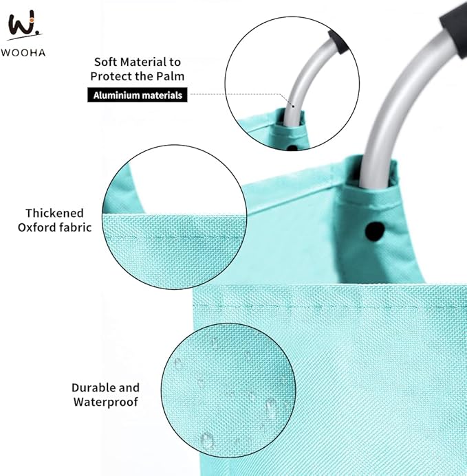 WOOHA 125L Large laundry basket,Collapsible laundry hamper, Tall Clothes Baskets Folding Washing Bin Foldable Fabric Hamper Bags for Bedroom, Closet,Bathroom,College,laundry bag,lightblue