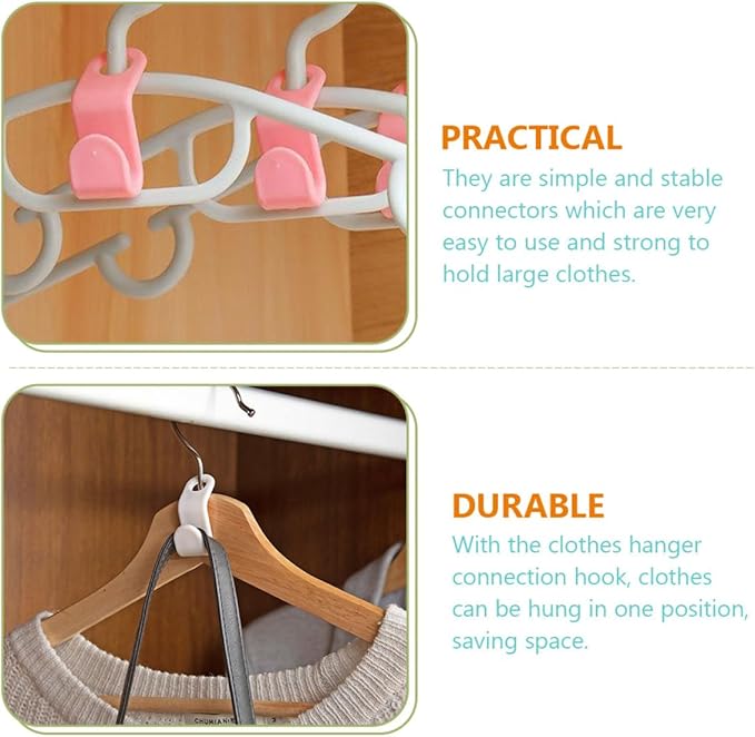 120pcs Clothes Hanger Connector Hooks Set Plastic Multi-Color Clothes Hooks for Closet Organization Wardrobe Linkage Space-Saving Hanger Connectors for Home Use