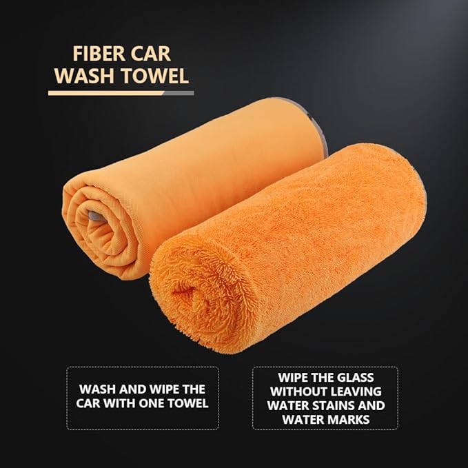 SPTA Drying Towel, Car Wash Drying Towel for Spotless Shine, Highly Absorbent, Scratch Free Large Microfiber Towel for Car wahing, 29.1 x 35 inch, Orange-MT031