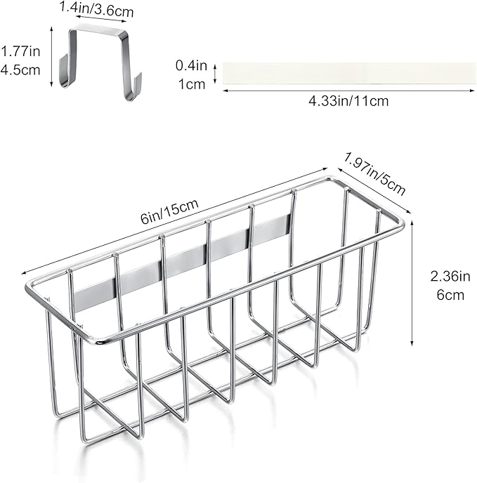 2 Pieces Sponge Holder Kitchen Sink Caddy Metal Sink Organizer Basket for Scrubber Soap Towel Brush Dishwashing Liquid Drainer Rack in Kitchen Bathroom Bathtub, Silver