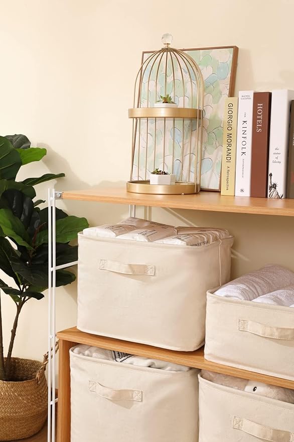 Decorative Basket Rectangular Fabric Storage Bin Organizer Basket with Handles for Clothes Storage