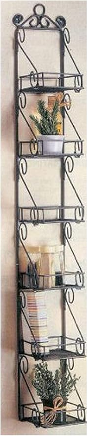 Spice Rack with 6 Metal Scroll Design Basket Shelves